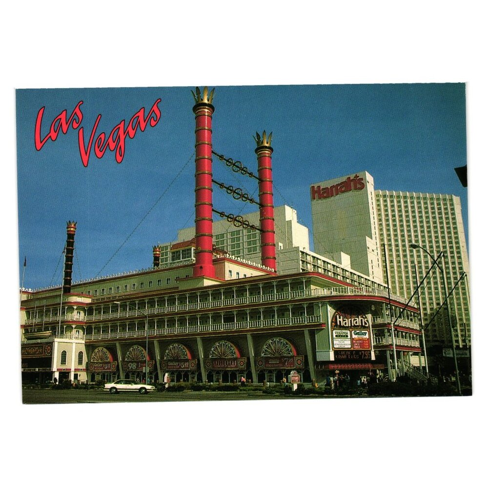 Las Vegas Hotel Casino Harrahs Steamboat Exterior Vintage Postcard Vacation